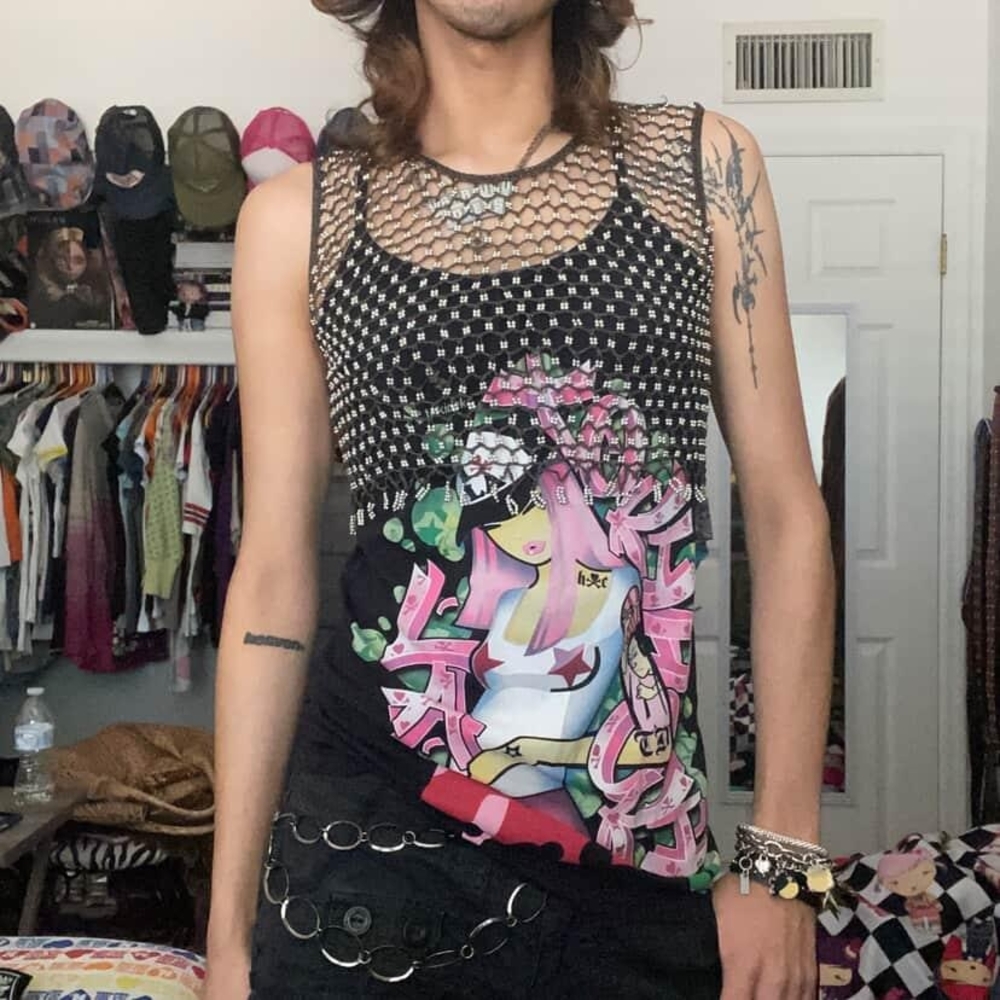 Cropped Mesh Tank Top chainmail Style